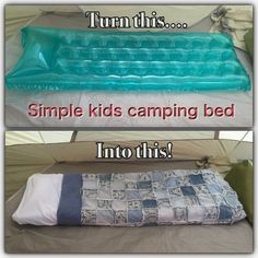 Kids Camping Bed, Camping Hacks With Kids, Breakfast Camping, Zelt Camping, Camping Bedarf, Bed For Kids, Camping Snacks, Camping 101, Camping Diy