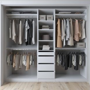 Small Walkin Closet Ideas Layout, Closet System With Drawers, Behind Bed Decor, Small Walkin Closet, Closet Behind Bed, Small Closet Makeover, Closet Redesign, Modern Bedroom Storage, Closet Wallpaper