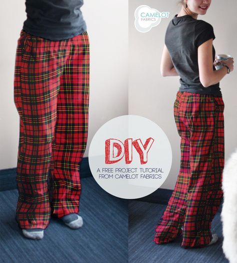 anyone else completely and utterly obsessed with plaid? It has become the color of Christmas to me….so when I love something I must set it free I must use it so much it makes me sick! So here is a roundup of so many fun ideas it will make you sick too!  Plaid Deer Head … Pajama Pants Tutorial, Pants Tutorial, Diy Pants, Sewing Pants, Diy Vetement, Kleidung Diy, Ropa Diy, Pj Pants, Diy Sewing Projects