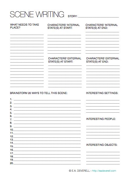 Scene Worksheet for Creative Writing Essay Opening, Setting Writing, Writing Rules, Menulis Novel, Scene Setting, Scene Writing, Writing Essays, Screenplay Writing, Writing Template