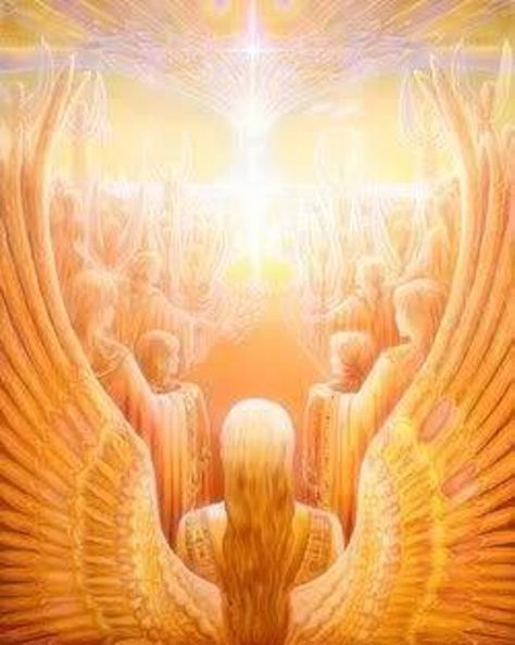 Golden Light Beings...celestial emanations...some with form and others with no human form...some 60' tall...showering blessings on Gaia and her family... Showing Compassion, Angel Posters, Loving Kindness, I Believe In Angels, Archangel Gabriel, Ange Demon, Angelic Realm, Angels Among Us, Angel Messages