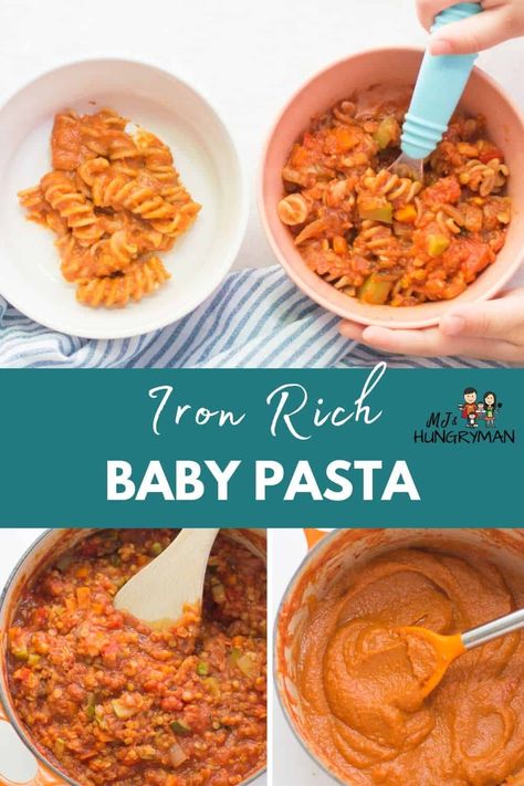 A baby pasta recipe that is loaded with iron and vegetables! You’ll also find answers to the most commonly asked questions regarding pasta for babies, such as when to introduce and which types are best. Boston Recipes, Postpartum Recipes, Baby Pasta, Weaning Foods, Kid Foods, Baby Led Feeding, Baby Meals, Easy Baby Food Recipes, Baby Led Weaning Recipes