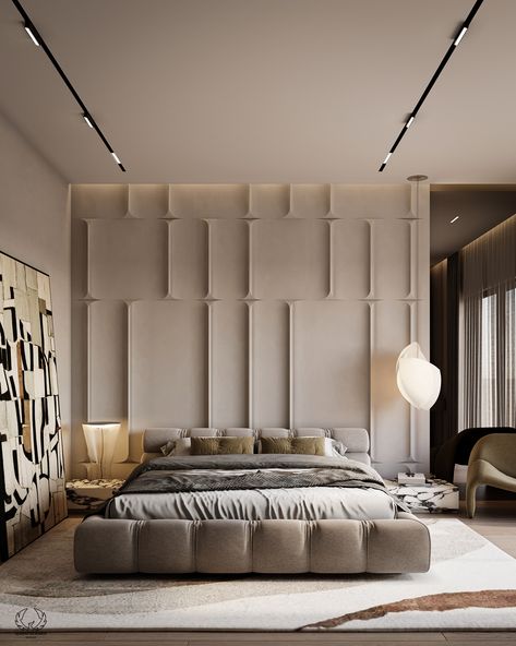 This calm bedroom design combines neutral tones with modern luxury. The textured wall panels add depth, while the comfortable bed and simple décor show calm elegance. Ideal for people who enjoy a combination of comfort and style.

#BedroomGoals #ModernDesign #NeutralInteriors #bedroomDesign #bedroomInterior #homeDecor #homeInterior #ModernInterior #ModernBedroom  #ContemporaryBedroom #homeBedroomRefresh Calm Bedroom Design, Modern Simple Bathroom, Neutral Tone Bedroom, Luxurious Bedroom Design, Calm Bedroom, Modern Wall Paneling, Rest And Recharge, Textured Wall Panels, Home Hall Design