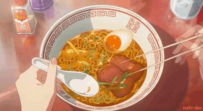 Eating yummy ramen