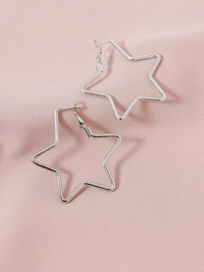 Sliver Earrings, Hoop Jewelry, Star Hoop Earrings, Star Silver, Embellished Fashion, Silver Jewelery, Strawberry Print, Fashion Jewelry Earrings, Watches Women Fashion