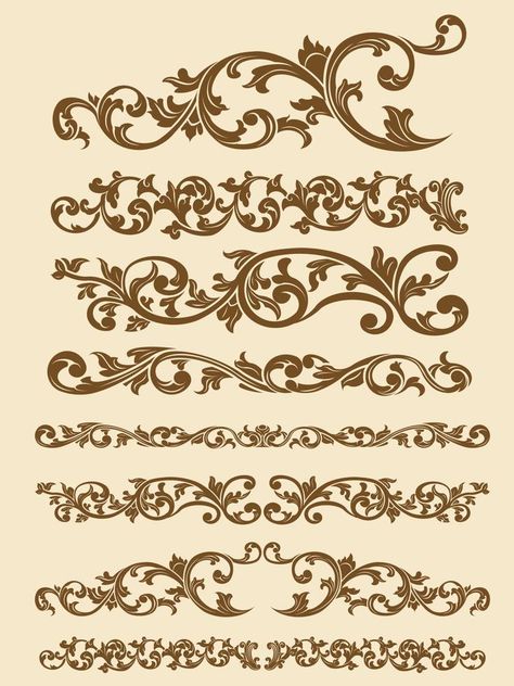 Motif Arabesque, Molduras Vintage, Pola Bordir, Ornament Drawing, Baroque Ornament, Baroque Pattern, Floral Ornament, Stencil Patterns, Lukisan Cat Air