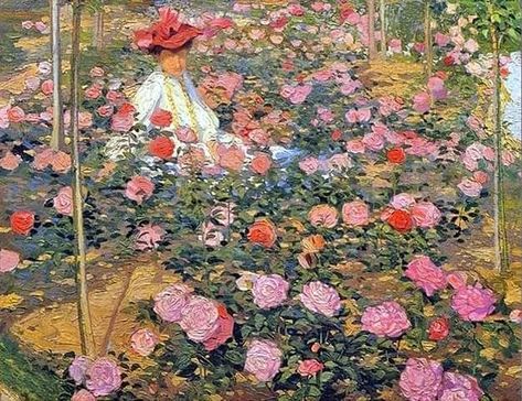 A Painting A Day on Instagram: “Oscar Ghiglia, Mrs. Ojetti in the Rose Garden, 1907 Oil on Canvas, 50.5 x 48.5 cm Private collection #ghiglia #oscarghiglia #ojetti…” Oscar Ghiglia, Poster Pink, A4 Poster, Ethereal Art, Italian Art, Rose Garden, The Rose, Botanical Illustration, Painting Inspiration