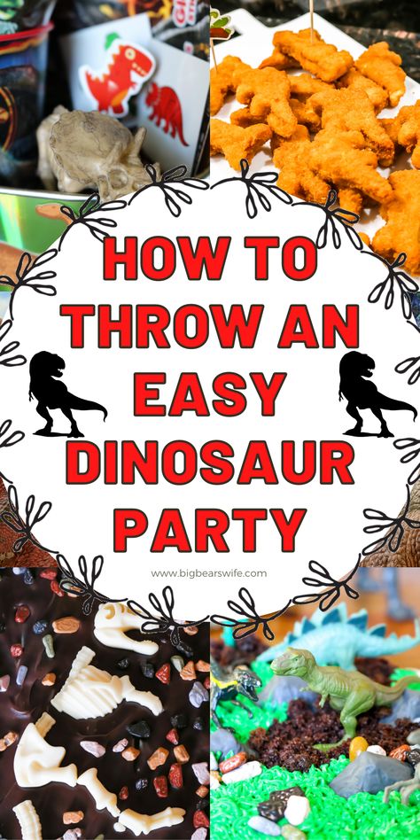 Dinosaur Birthday Party 4 Boy, Dinosaur Birthday Party Drink Ideas, Dinosaur Party On A Budget, Easy Dinosaur Party Food, Food For Dinosaur Birthday Party, Dinosaur Drinks Birthday Parties, Food Ideas For Dinosaur Party, Dinosaur Meal Ideas, Unique Dinosaur Party Ideas