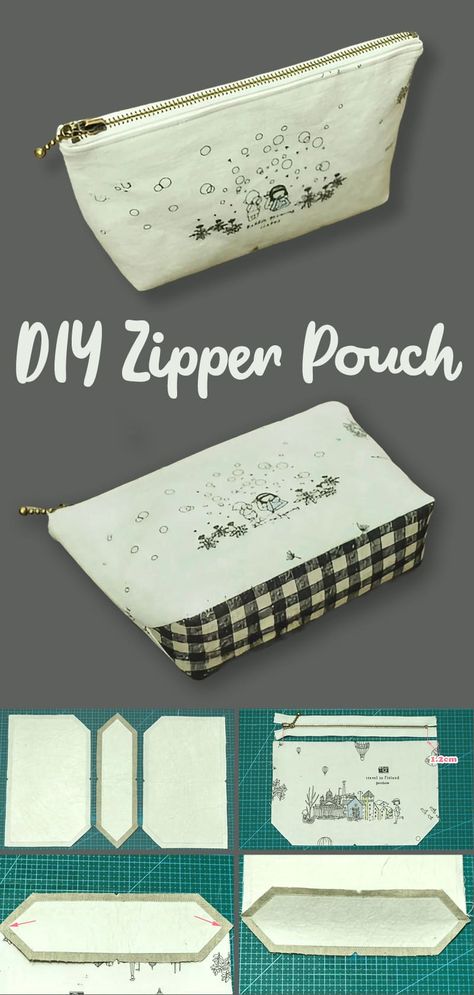 Patchwork, Diy Cute Pouch, Easy Zipper Bag, Simple Makeup Bag Pattern, Zipper Bag Sewing Pattern, Diy Pouches Tutorial, How To Sew Zipper On Bag, Sew Bag Easy, Sewing Bags Patterns Free Zipper Pouch