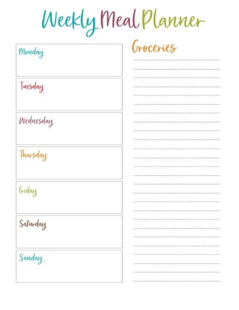 Weekly Dinner Planner, Fridge Table, Free Meal Planning Printables, Meal Plan Printable, Free Meal Planner, Meal Planner Printable Free, Dinner Planner, Weekly Meal Planner Template, Printable Meal Planner