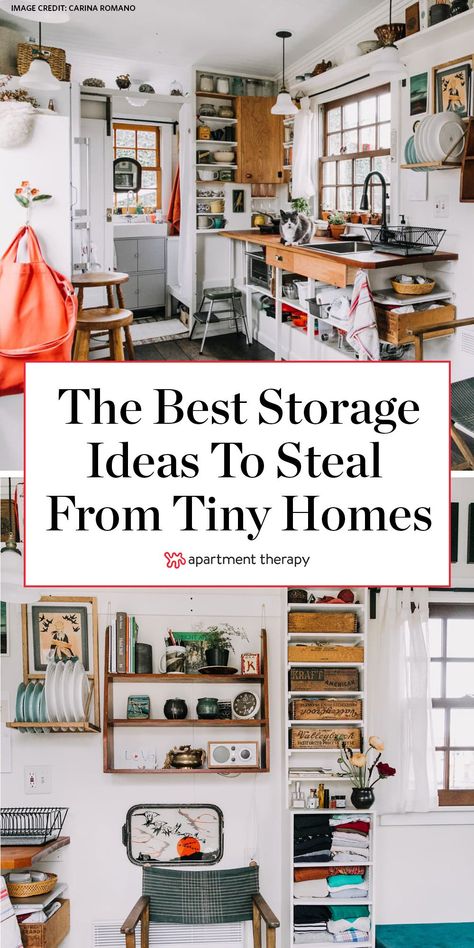 Are you wasting space and not realizing it? Here are the best storage ideas to steal from tiny home dwellers. #tinyhomes #smallspaces #storagehacks #storage #storageideas #organizingideas Best Storage Ideas, Small House Storage, Storage Hacks Diy, Tiny House Storage, Ideas Para Organizar, Storage House, Small Space Storage, Small Space Organization, Ikea Storage