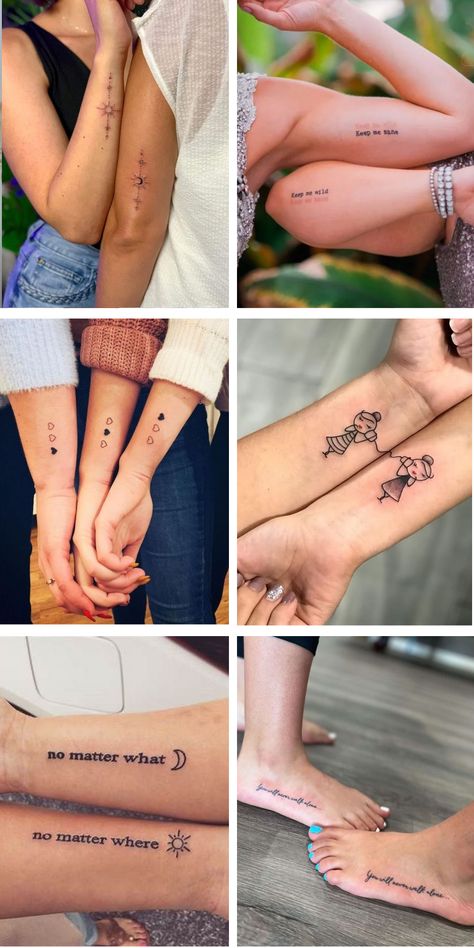 Celebrate your friendship with these 50+ Best Friend Tattoos Trending In 2024. Show the world your unbreakable connection with these meaningful ink ideas. #BestFriendTattoos #FriendshipInk #TattooTrend2024 3 Best Friend Tattoos Meaningful, Best Friend Tats Small, Forever Friend Tattoo, Minimalist Bff Tattoo, Friendship Tattoos For 3 Best Friends, Friendship Tatoos Woman, Matching Puzzle Piece Tattoos Best Friends, Maiden Name Tattoo Ideas, Matching Tattoos For Best Friends Small Meaningful