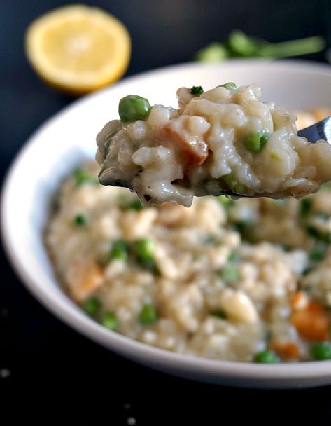 Thermomix, Creamy Chicken Risotto, Quick Risotto, Risotto Dinner, Healthy Risotto, Risotto With Peas, Risotto With Asparagus, Risotto Recipes Chicken, Asparagus And Peas