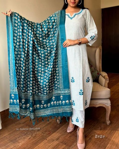 Khadi cotton suits women Khaadi Kurta, Matching Embroidery, Embroidery Kurta, Churidhar Designs, Kurta Palazzo Set, Kurtis With Pants, Kurta Palazzo, Palazzo Set, Designer Kurtis