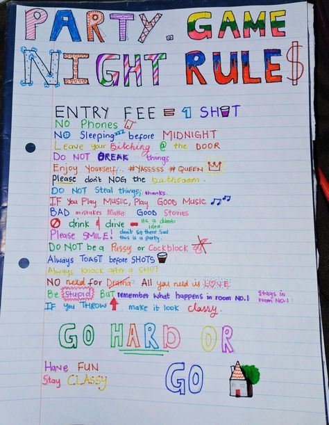 Game Rules Sign, Frat Party Activities, 20th Birthday Games Party Ideas, Party Themes For Adults Fun Ideas, Bnb Party Ideas, Bonfire Birthday Party Ideas For Adults, Party Rules Poster Funny, Drinking Games For Parties Adults, Frat Party Games