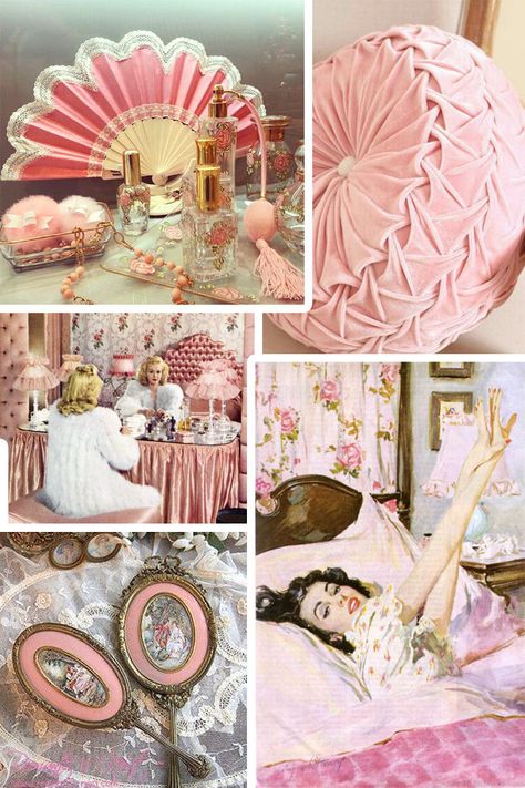 vintage boudoir, Old Hollywood, Glamorous, lingerie, vintage, retro, dressing table, perfume, shabby chic, pyjamas, loungewear Old Hollywood Glamour Bedroom, Old Hollywood Bedroom, Hollywood Glamour Bedroom, Hollywood Room, Retro Dressing Table, Hollywood Bedroom, Old Hollywood Vintage, Vintage Dressing Rooms, Navy Bedroom