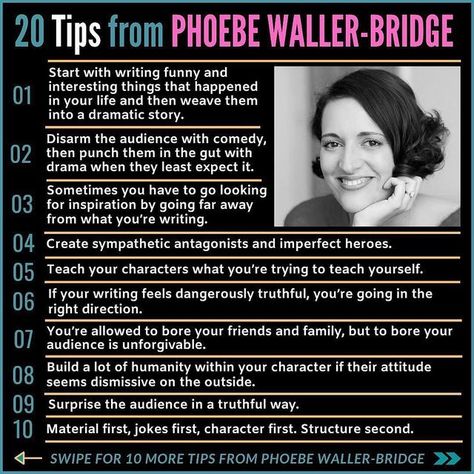 Outstanding Screenplays on Instagram: "What's your favorite tip from Phoebe⁉️��🤔 To submit your TV PILOT or a SHORT SCRIPT click the LINK IN BIO 🔝 or go to www.OutstandingScreenplays.com Follow: @outstanding.screenplays" Short Film Scripts, Short Scripts, Screenwriting Tips, Film Technique, Film Script, Phoebe Waller Bridge, Film Quotes, Writing Community, Writing Life