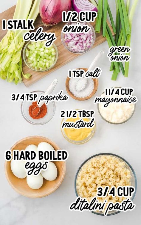 Egg Salad With Pasta, Egg Salad Sides, Egg And Pasta Salad, Egg Salad Dinner Ideas, Pasta Salad Ditalini, Pasta Salad With Eggs Hard Boiled, Devilled Egg Pasta Salad, Deviled Eggs Pasta Salad, Devil Egg Pasta Salad