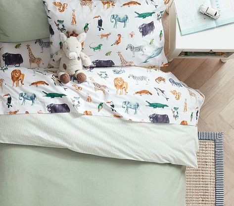 Boys Bedding & Bedding Sets | Pottery Barn Kids Full Size Bedding, Louisiana House, Animal Bedroom, Kids Sheets, Bedding Kids, Organic Bedding, Shared Room, Crib Bumper, Boys Bedding