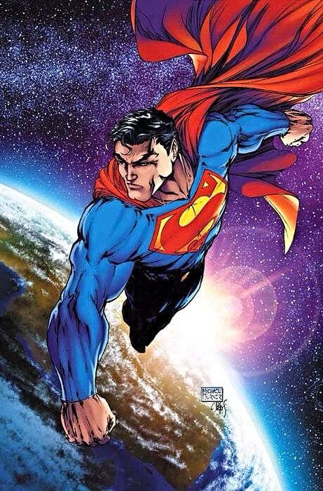 Superman by Michael Turner Superman Up In The Sky, David Cornswetts Superman, Superman Saving People, Superman Smiling, Superman Comic Icons, Superman In Space, Dc Comic Panels, Superman Background, Superman Comic Panels