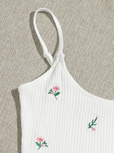 Embroidered Cami Top, Top Embroidery, Knot Front Top, Top Shein, Embroidery On Clothes, Cami Top, Women Tops, Cami Tops, Basic Tank Top