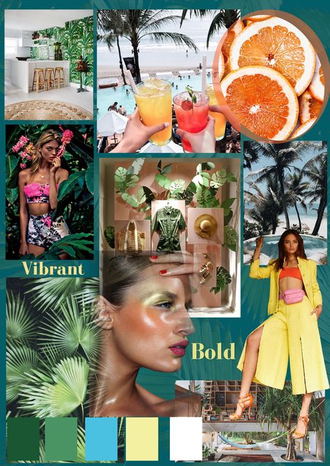 Tropical Aesthetic Moodboard, Mood Boards Nature Inspiration, Croquis, Tropical Mood Board Fashion, Tropical Moodboard Fashion, Nature Moodboard Fashion, Mood Boards Nature, Summer Mood Board Fashion Inspiration, Mood Boards Makeup