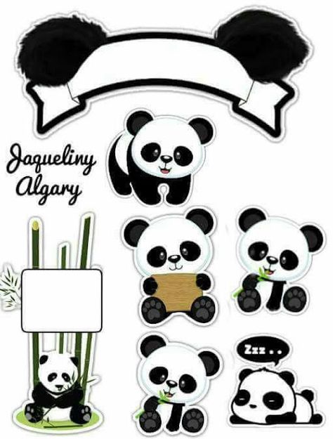 Panda Free Printable Cake Toppers. | Oh My Fiesta! in english Topper Panda, Printable Cake Toppers, Panda Themed Party, Bolo Panda, Panda Stickers, Panda Baby Showers, Panda Craft, Panda Decorations, Panda Birthday Party