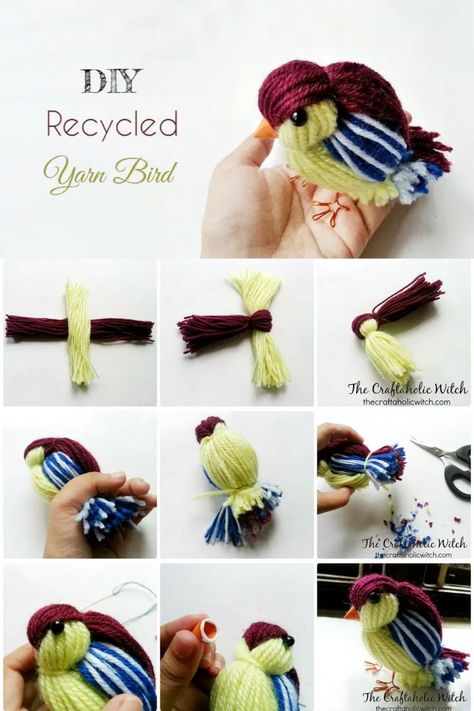 cute bird craft out of yarn Kids Weaving Projects, Leftover Yarn Project, Flower Decor Ideas, Diy Yarn Dolls, Bird Craft, Crochet Bird Patterns, Weaving For Kids, Craft Flower, Homeschool Crafts