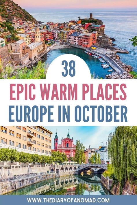Europe travel inspiration, warm places in Europe in October Europe In October, Holiday Destinations Europe, October Travel Destinations, Europe In September, Italy In October, September Travel, October Travel, Best Places In Europe, Best Countries To Visit