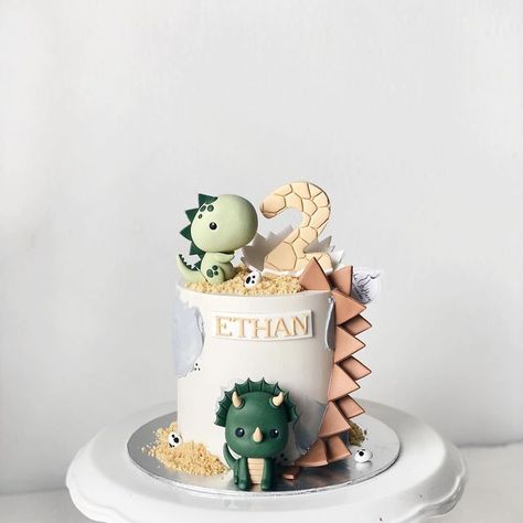 Neutral Dinosaur Cake, Dinosaur Cake Fondant, Modern Dinosaur Cake, Birthday Cake For 3 Yrs Old Boy, Dinosaur Birthday Cake 1st, Dear Zoo Cake, Dino Theme Cake, Three Rex Birthday Party Boy, Dinosaur Themed Cake