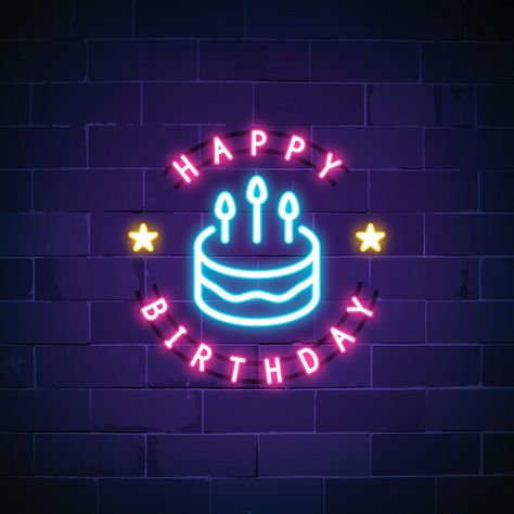 Happy birthday neon sign vector | free image by rawpixel.com / NingZk V. Birthday Icons Aesthetic, Neon Sign Birthday, Neon Cake, Happy Birthday Neon Sign, Bolo Neon, Birthday Neon Sign, Happy Birthday Neon, Happy Birthday Logo, Neon Cakes