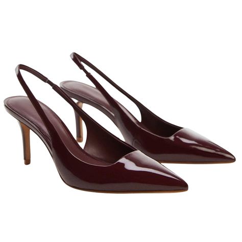 PRICES MAY VARY. Slip-on Pointed toe Slingback design 2.95 in stiletto heel Patent leather effect Party and events collection Red Dress Heels, Slingback Heels Outfit, Cherry Red Dress, Burgundy Pumps, Slip On Dress Shoes, Slip On Dress, Dress Heels, Heels Outfits, Slingback Heels
