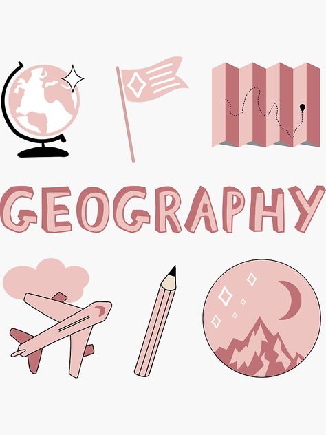 "Peach Geography School Subject Sticker Pack" Sticker by The-Goods | Redbubble Sampul Binder, Stiker Macbook, School Binder Covers, Stickers School, School Book Covers, Stickers Cool, Science Stickers, School Binder, Tumblr Stickers