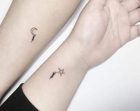 Tattoo Art on Twitter: "… " Friendship Tattoos, Kitty Tattoos, 16 Tattoo, Cute Matching Tattoos, Tattoo Trend, Shape Tattoo, Cat Moon, Tattoos Geometric, Bff Tattoos