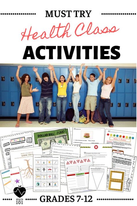 Health Class Lesson Plans, Health Projects For Middle School, Pe Activities High School, Health Lessons For Middle School, Middle School Health Activities, Pe Lesson Plans High School, Health Topics To Teach, Nutrition Activities For Middle School, Middle School Wellness Activities
