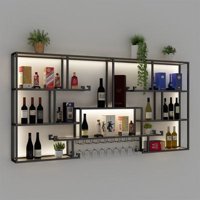 Bar Wall Cabinets, Alcohol Display Ideas, Bar Shelf Design, Wine Bar Ideas Home, Bar Wall Decor Ideas, Wall Bar Ideas For Home, Wall Bar Ideas, Wine Bar Ideas, Home Bar Designs Luxury