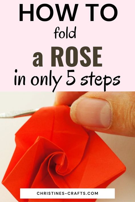 person curling petals on a red Origami rose Origami Roses Easy, Origami Roses Tutorial, Origami Rose Step By Step, Origami Rose Easy, Origami Flowers Easy, Easy Paper Rose, Easy Origami Rose, Esperanza Rising, Rose Step By Step