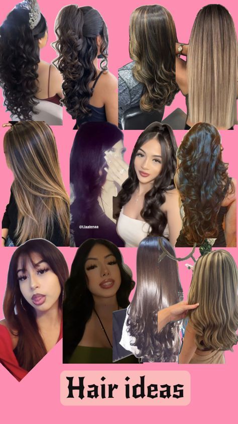 Hair Color Ideas For Mexicans, Highlights On Latina, Hairstyles Mexican Girl, Hair Ideas Latina, Medium Hair Styling Ideas, Las Vegas Hairstyles, Half Up Hair Down Hairstyles, How To Dye Your Hair, Chicana Hair