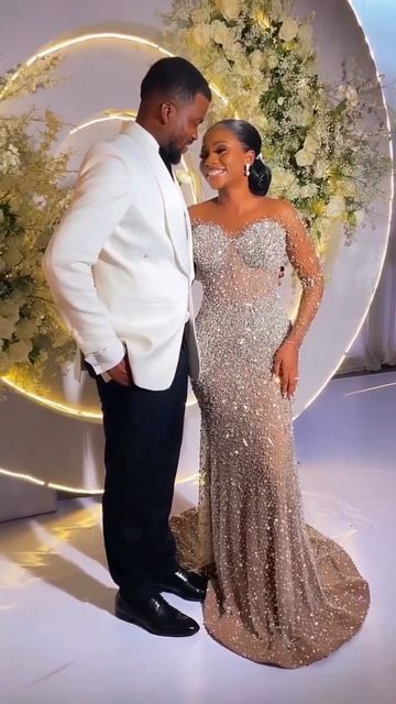 Nigerian Reception Dress For Brides, Wedding Reception Gowns For Bride, Nigerian Wedding Reception Dress, Nigerian Wedding Reception, Reception Gown For Bride, White Reception Dress, Bride Reception Dress, Wedding Reception Gowns, White Wedding Reception