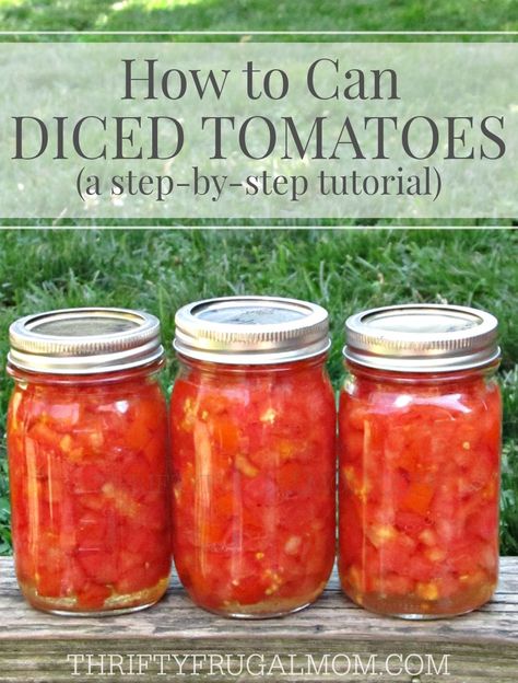 This easy step-by-step photo tutorial will have you saving money and canning your own diced tomatoes in no time! Who knew it could be so simple? Can Diced Tomatoes, Home Canning Recipes, Canning Vegetables, Canning Food Preservation, Canning Tips, Canned Food Storage, Canning Diced Tomatoes, Canning Tomatoes, Diced Tomatoes