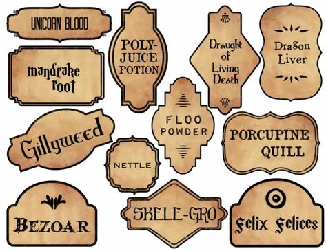 Print these Harry Potter themed potion labels including floo powder, polyjuice potion, gillyweed, and more. #papertraildesign #HarryPotter #Potions #Potion #potionlabels #freeprintable #harrypotterparty #harrypotterprintables Harry Potter Potion Bottles, Harry Potter Potion Labels, Imprimibles Harry Potter Gratis, Halloween Apothecary Labels, Kertas Vintage, Lexa E Clarke, Imprimibles Harry Potter, Cumpleaños Harry Potter, Polyjuice Potion