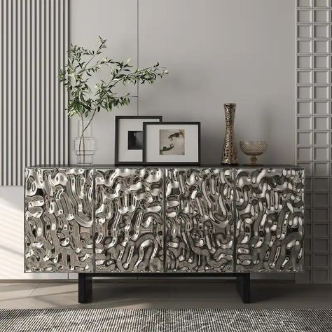 Search for SILVER WOOD | Discover our Best Deals at Bed Bath & Beyond Buffet Table Decor, Metal Sideboard, Design Cabinet, Sideboard Decor, Cabinet Sideboard, Sideboard Grey, Blue Living Room Decor, Wide Sideboard, Silver Wood