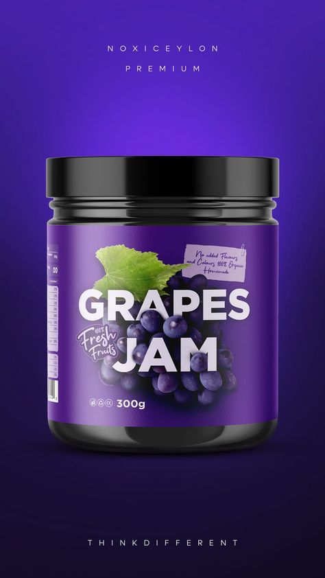 Jam Bottle, Jar Label Design, Bottle Packaging Design, Jam Jar Labels, Jam Packaging, Jam Label, Dog Logo Design, Grape Jam, Luxury Packaging Design