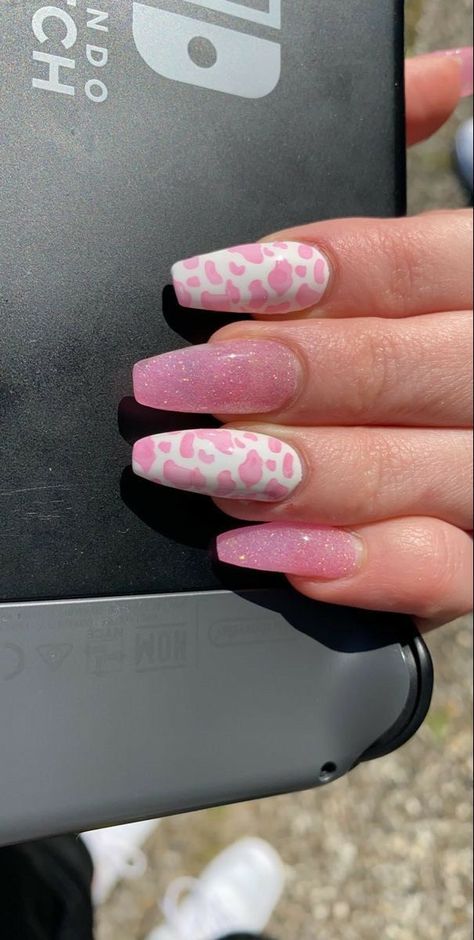 Easy Nails, Cow Nails, Smiling Faces, Edgy Nails, Acylic Nails, Simple Acrylic Nails, Nagel Inspo, Acrylic Nails Coffin Pink, Cute Gel Nails