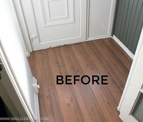 In the past I wallpapered my kitchen floor and it held up so well I decided to do my entryway as well Carpet Layout, Paper Bag Floor, Grey Carpet Hallway, Faux Fireplace Mantels, Diy Paper Bag, Vintage Duvet, Diy Accent Wall, Diy Entryway, Guest Bedroom Decor