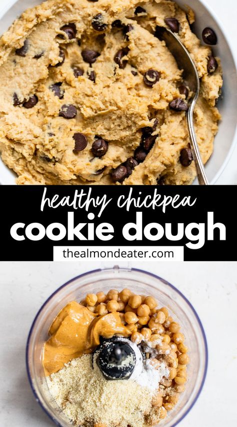 Essen, Chick Pea Dessert, Vegan Dessert Recipe, Chickpeas Benefits, Chickpea Cookie Dough, Chickpea Cookies, No Bake Recipe, Cookie Dough Recipe, Healthy Cookie Dough