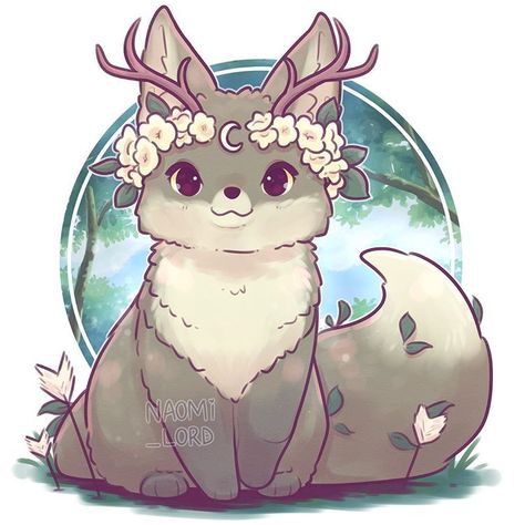 Naomi Lord en Instagram: “✨🍃 Artemis Fox (inspired by the Greek Goddess Artemis) gave her some antlers and a sort of woods ish theme 🍃✨ What ancient god or goddess…” Fox With Antlers, Greek Goddess Artemis, Naomi Lord, Cute Fox Drawing, Tekken 2, Goddess Artemis, Images Kawaii, Cute Kawaii Animals, Cute Fantasy Creatures