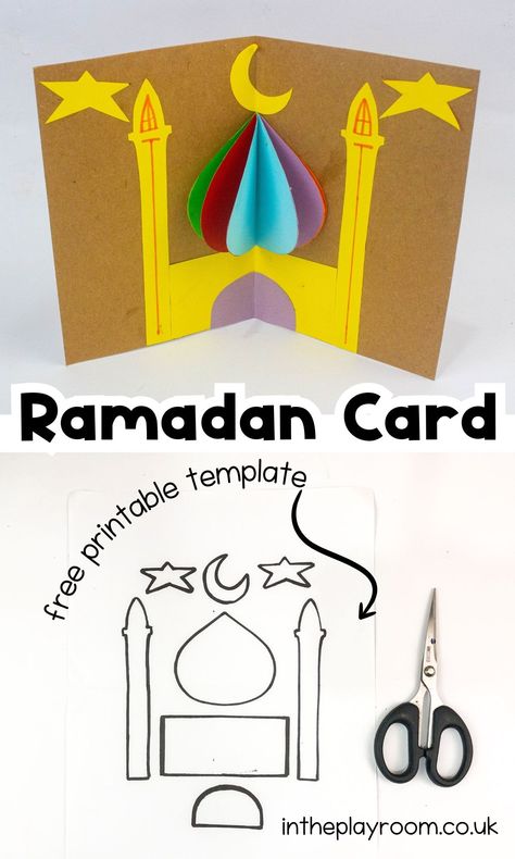 Pop Up Mosque Card Ramadan Craft for Kids - In The Playroom Ramadan Craft, Eid Activities, Ramadan Printables, Ramadan Cards, Islamic Kids Activities, Islamic Calendar, Ramadan Kids, Eid Crafts, Ramadan Activities