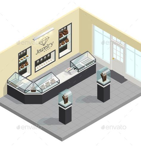 Jewelry Shop Isometric Interior - Buildings Objects Isometric Interior, Jewelry Shop, Building