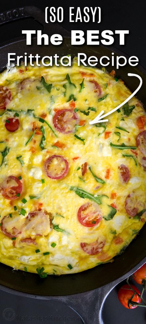 Making a frittata is as simple as it gets for a hearty and healthy breakfast in no time. Breakfast In A Pan, Christmas Morning Frittata, Best Breakfast Fritatta, Frittata Recipes Mediterranean, Whatever Pan Recipes, Quiche, Essen, Large Frittata Recipes, Crustless Frittata Recipes